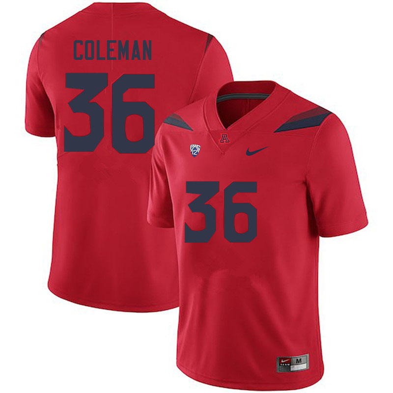 Men #36 Bryce Coleman Arizona Wildcats College Football Jerseys Sale-Red - Click Image to Close